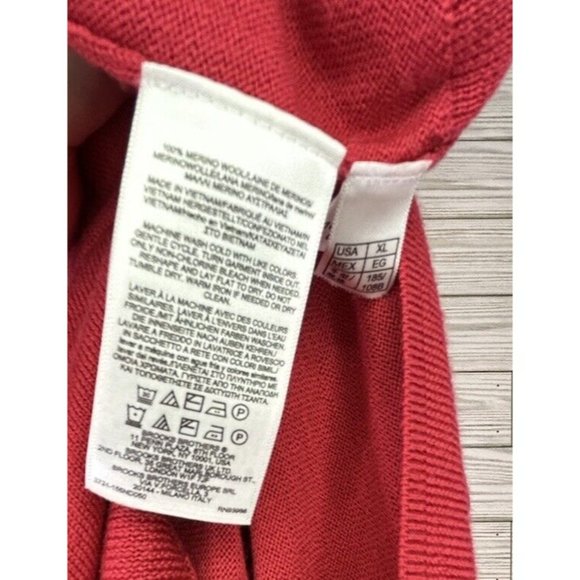 Brooks Brothers Mens Wool Blend V-Neck Pullover Sweater Red Valentines Day Sz XL - Picture 3 of 7